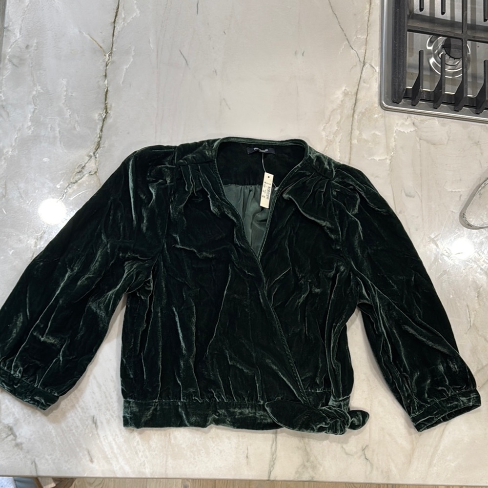Madewell Green Blazer Luxurious Velvet Suit Jacket